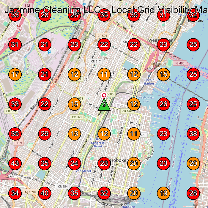 Jazmine Cleaning LLC GeoGrid visibility map for Servicio De Limpieza Domã©Stica in Jersey City